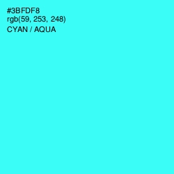 #3BFDF8 - Cyan / Aqua Color Image
